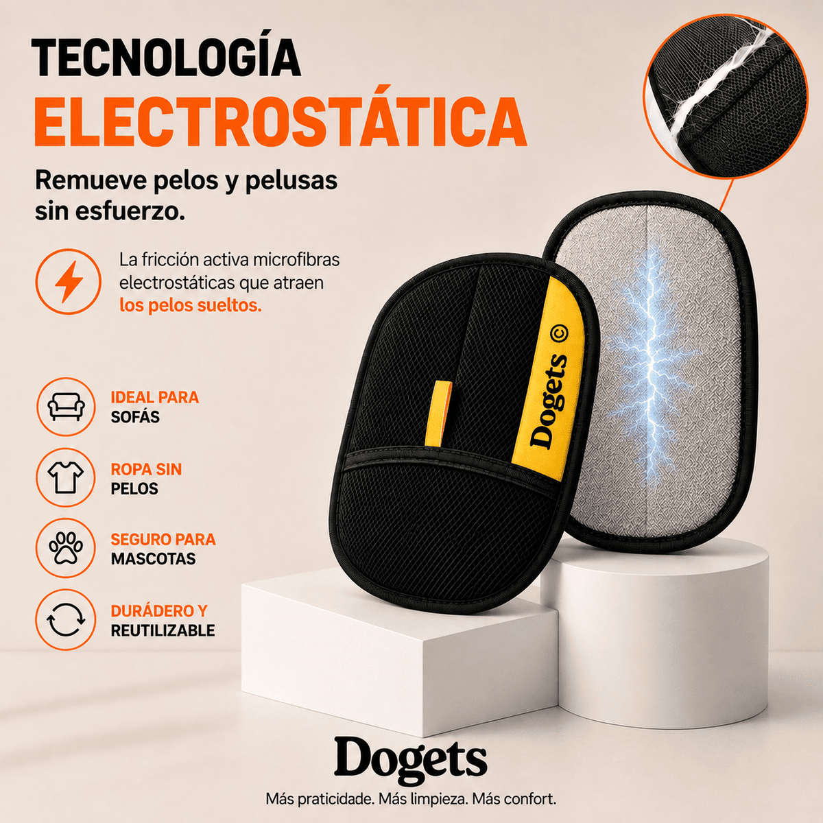 Dogets® - Guante electrostático reutilizable para quitar pelos